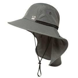 TOP-EX XL/XXL Waterproof Sun Hat Men's Wide Brim Sun Protection Hat Outdoor Trekking Hat with Neck Protection Safari Summer Hat Foldable, 94599_Grey