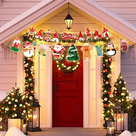 Merry Christmas Banners, 34PCS Ceiling Christmas Hanging Decorations, Christmas Hanging Bunting Paper Garland, Christmas Decorative Hanging Banners Party Window Wall Tree Home Fireplace Decor