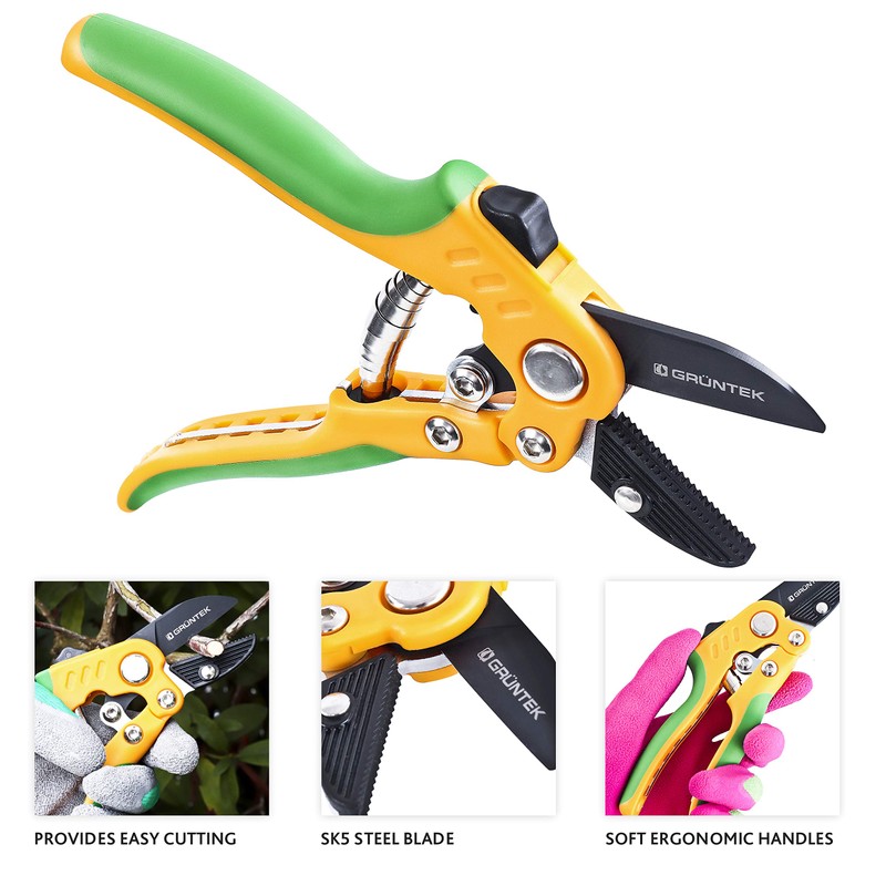 GRÜNTEK Anvil pruning shears STAR 220 mm, for cuttings up