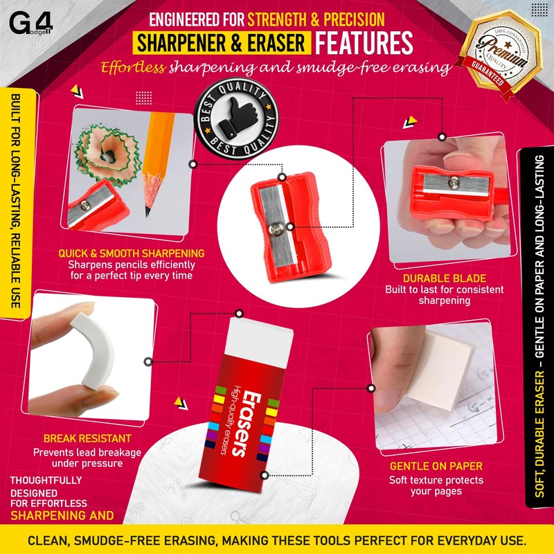 G4GADGET All-in-One Stationery Pencil Set for Kids, Students & Office