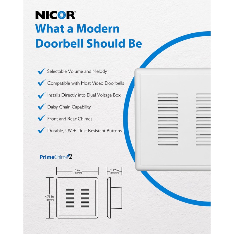 PrimeChime Plus 2 Electric Doorbell Kit - Doorbells for Home
