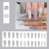 Set of 24 Nail Tips, Gray-White, Marble, Flash Long, Adult