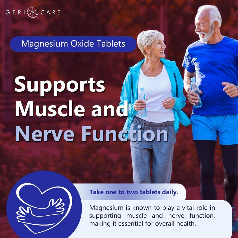 GeriCare Magnesium Oxide Supplement 240 mg - Elemental Magnesium, 120
