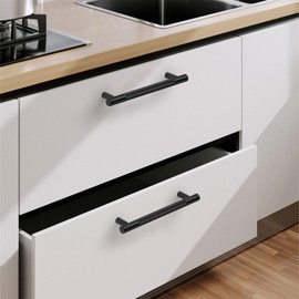 KNOKLOCK 10 Pack Matte Black Cabinet Pulls 5 Inch(128mm) Hole Centers,Knurled Cabinet Handles Kitchen Cabinet Hardware Drawer Pulls for Dresser Cupboard Wardrobe