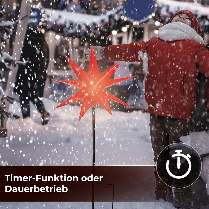 OVILUM Luminous Star 3D with Ground Spike and LED Lighting,