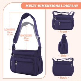 YouNuo Cross body Purse, Nylon Crossbody Bags for Women with Pockets and Compartments, Waterproof Crossbody Shoulder Handbags (Solid Navy Blue)