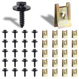 40 Sätze Blechmutter Schraube Mutter Clip Kit, 20 Feder Blechnmutter und 20 U Typ Karosserieschrauben, Kotflügelclip Blechmuttern Befestigung Clips für Kotflügel, Unterbodenschutz, Passend für Auto