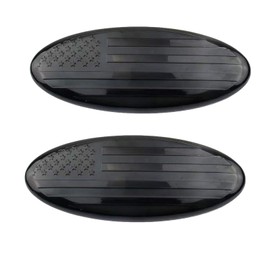 9 Inch Front Grille Rear Tailgate Emblem Compatible with 04-14 F150, 11-14 Edge, 11-16 Explorer, 06-11 Ranger, 07-14 Expedition, 9"X3.5" for Ford, Black American Flag (2 Pack)