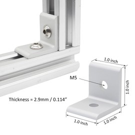 BLCCLOY 1" x 1" Aluminum Extrusion Profiles 1010 Series Joint Plate Corner Angle Bracket Connectors, 20pcs 90 Degree Brackets with T Slot Nus Hex Screw Bolt for 10 Series Extruded Profiles Rail