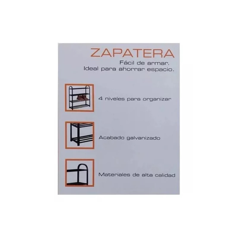 Home Zapatera 4 Niveles Negro Repisa Organizador