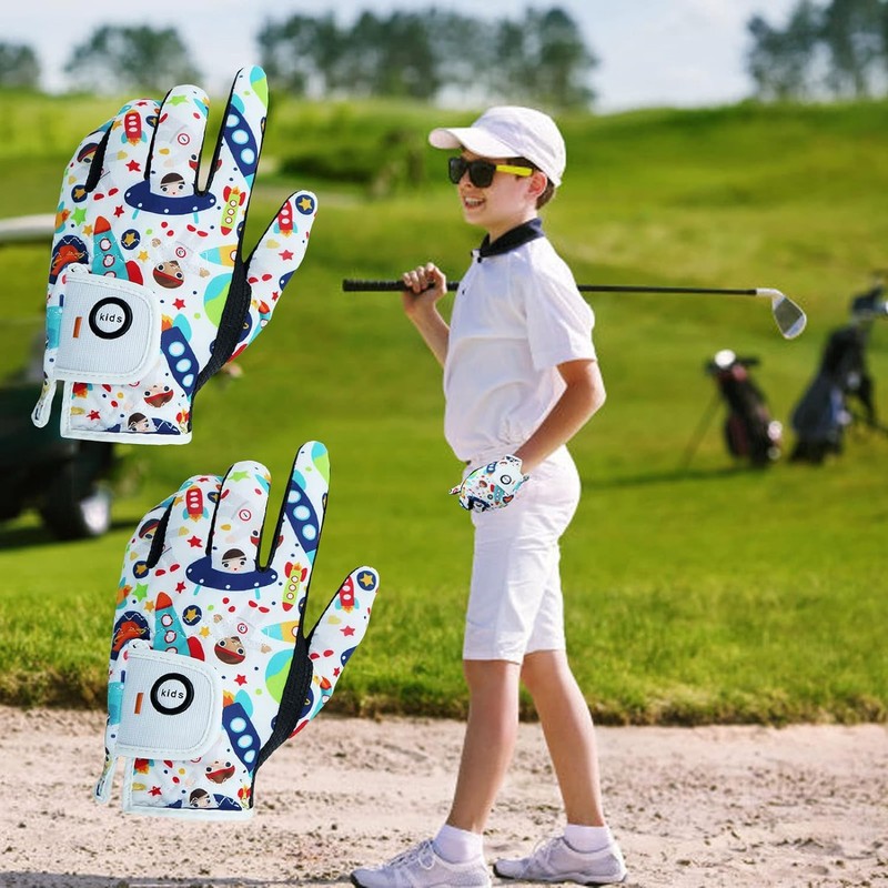 Golf Gloves Kids Left/Right Hand 2 Pack, Breathable Boys Girls
