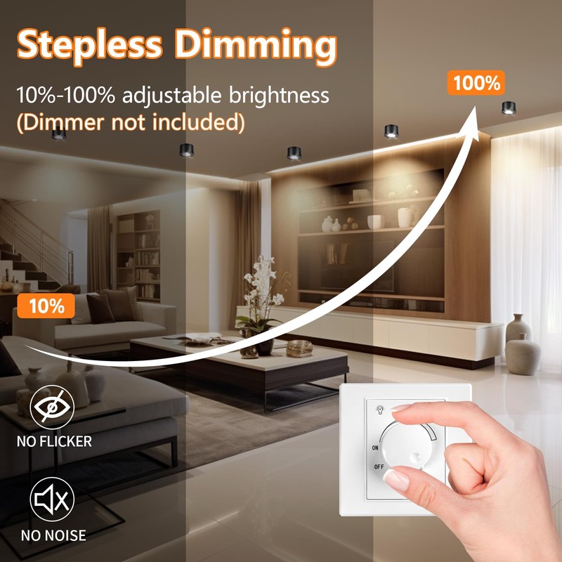 YindaLux 3CCT LED Surface-Mounted Spotlight, Extra Flat, Black, Diameter 80