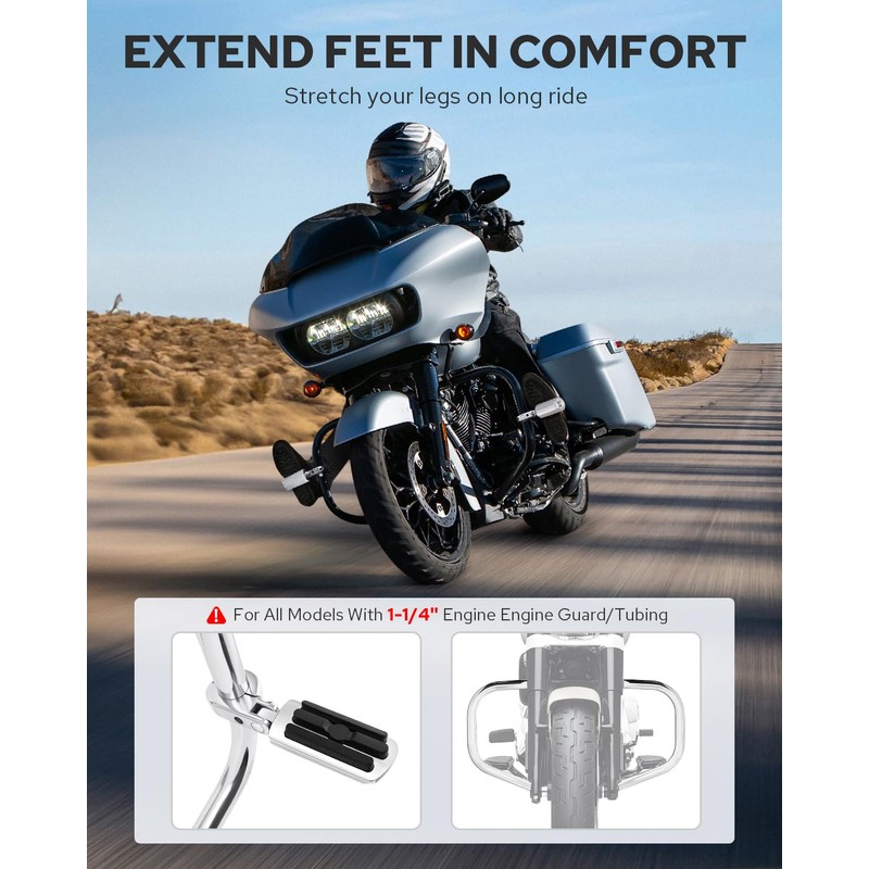Benlari Highway Pegs A3 Steel Motorcycle Foot Pegs For 1.25"