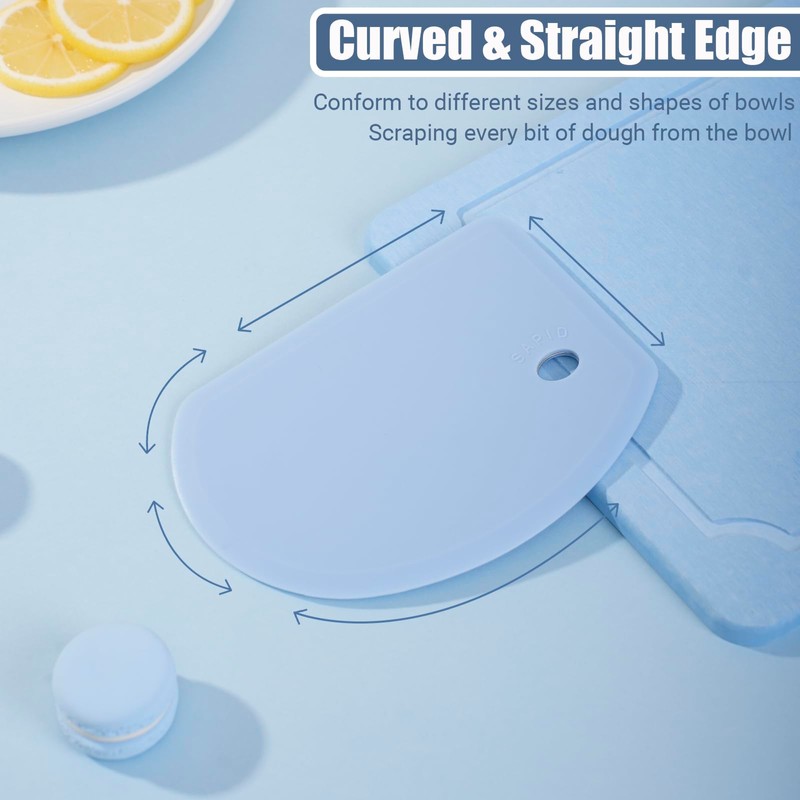 Silicone Dough Scraper with Stainless Steel Sheet, Curved Edge Flexible