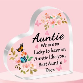 JETTOP Auntie Gifts-Gifts for Auntie Birthday Christmas Mothers Day Best Auntie Ever Acrylic Plaque Gifts
