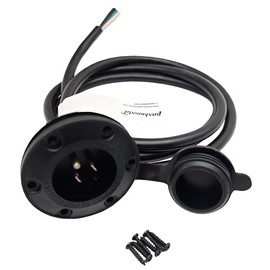 Parkworld 79575 NEMA 5-15 Port Plug Assembly Power Inlet NEMA 5-15P Molded with 12AWG Power Cord 6FT