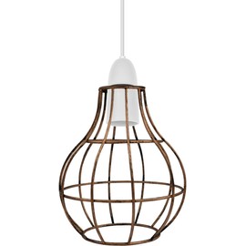 DC VOLTAGE Metal Wire Cage Ceiling Light Shade Easy Fit Lamp Shade, Ceiling Hanging Indoor Pendant Light Lampshade for Living Room, Bedroom, Restarurants (Brushed Copper)