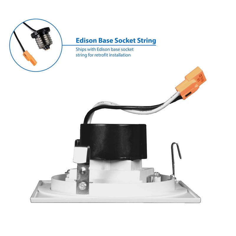 NICOR Lighting 4 inch White Square Multi-Adjustable Recessed LED Downlight,