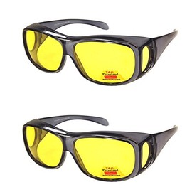 Pink Ribbon Shades 2 Pair Polarized Night Driving Fit Over Size Large - 43199 Black/Black