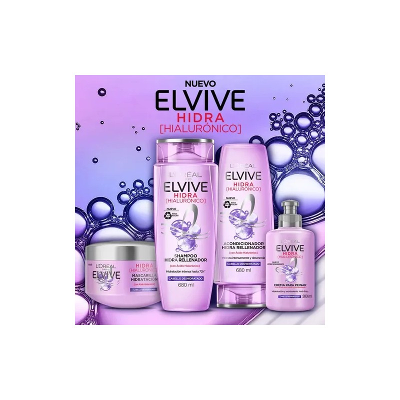 Kit 3 Elvive Hidra Hyalu: Acondicionador, Shampoo Y Crema
