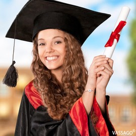 VASSAGO Graduation Bracelet Adjustable Compass Link Bracelet Grade High School College Graduation Layered Bracelet Friendship Gifts Jewelry for Her Him Women (Silver Graduation Bracelet)