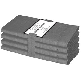 Cotton Clinic Dinner Napkins Famhouse Style 100% Cotton 18x18 Inch Set of 4 - Soft Durable Reusable Table Napkins for Dining Wedding Parties Holidays Easter and Everyday Use Cloth Napkins Grey