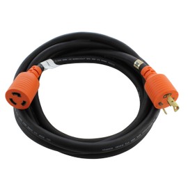 AC WORKS [L520PR] 12/3 3-Prong NEMA L5-20 20Amp 125Volt Generator Rubber Locking Extension Cord (10FT)