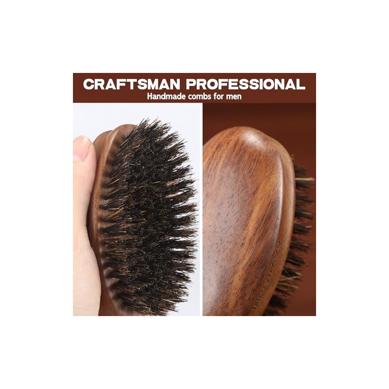 Beard Brush, Black Walnut Boar Bristles Brush for Beard Hair