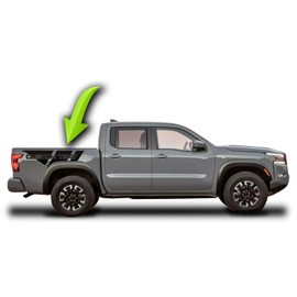 BENINI DESIGN STUDIO 2022 2023 2024 Blackout Pro4x Bedside Side Racing Stripe Vinyl Decal Black Blackout Compatible with Nissan Frontier 2022 2023 2024 2025 (Silver)