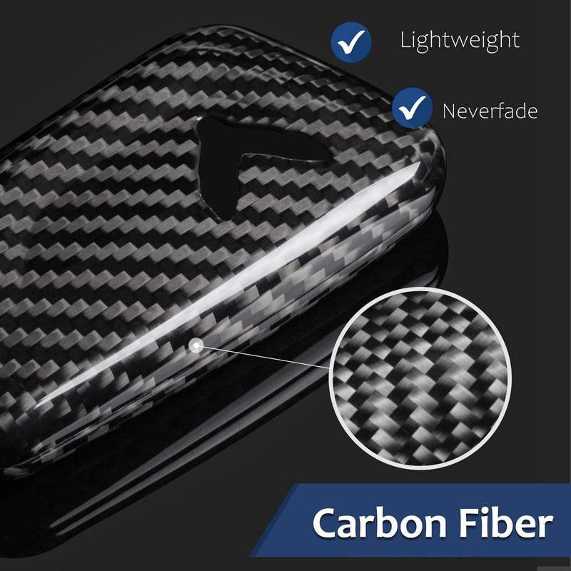 T-carbon Key Fob Cover Compatible with Corvette C8 with Keychain,
