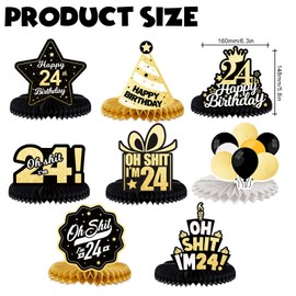 Oh S*it I’m 19 Happy 19th Birthday Honeycomb Centerpieces Balloons Confetti Theme Table Toppers Hello 19 Table Decorations Funny Birthday Decor for Women Men 19th Birthday Supplies Black and Gold