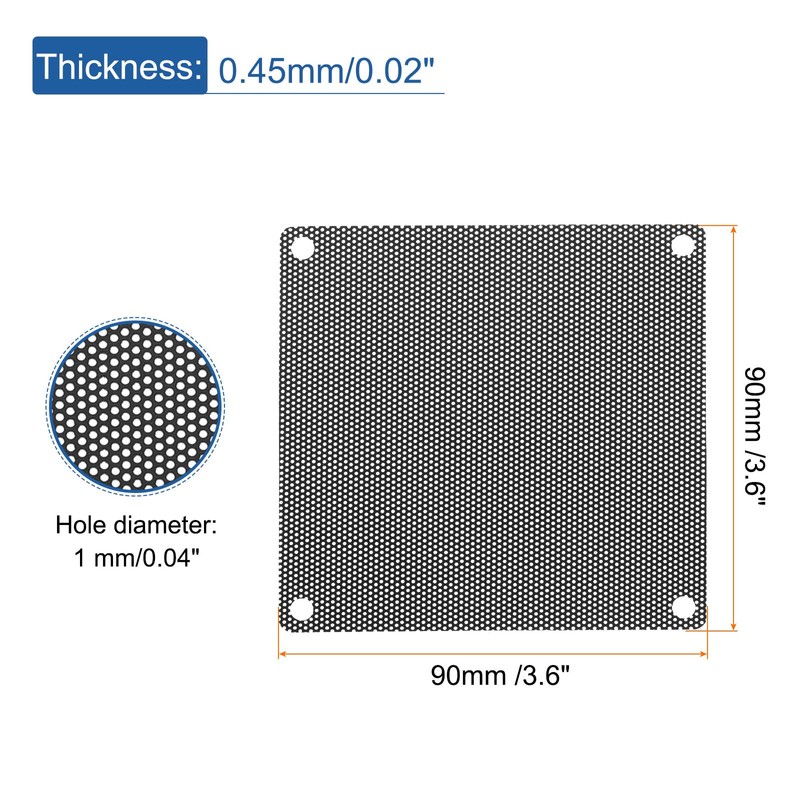 QUARKZMAN PC Dust Filter, 90 mm x 90 mm PVC