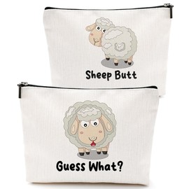VICBOU Funny Sheep Makeup Bag Sheep Gifts for Girls Sheep Supplies Accessories Cute Cosmetic Bag for Women Girls Animal Sheep Lovers Sister Best Friends Graduation Mothers Day Birthday Gifts