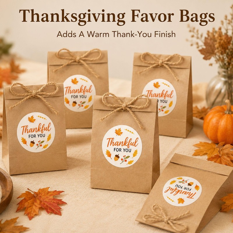 Thanksgiving Thank You Favor Stickers: 120 Fall Paper Stickers