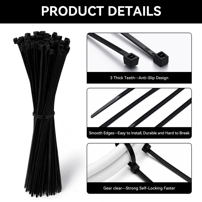 Innconee Zip Tie Tool Kit with 400 Cable Ties Assorted