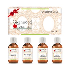 Greenwood Essential Essential Oil Kit 100% Natural Therapeutic Grade 15ml (0.50 oz) Each - Pack of 4