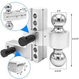 Adjustable Trailer Hitch,Towing Ball Mount,Drop Hitch,Fits 2-Inch Receiver,Range 12,000-18,000 LBS GTW-Tow Hitch for Heavy Duty Truck