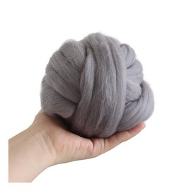 the Woolmo Natural Wool Roving Work Well for Wet Felting and Needle Felting Project， Wool Felt DIY Craft Materials,Frequently Used Brown Series ，100g，(Gray)