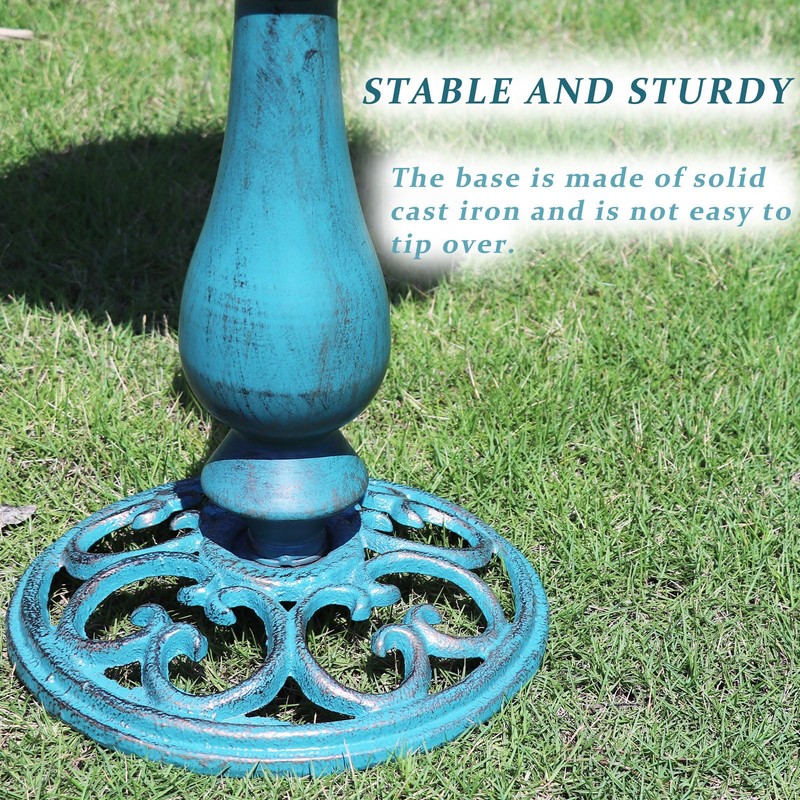 AIHAOKAN 26.6”H×12.3" W Cast Iron Pedestal Bird Bath，Metal Birdbaths Bird