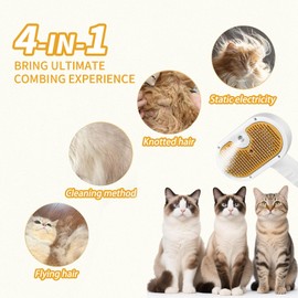 Cat Pet Steam Brush – 3-in-1 Spray & Massage Comb for Shedding & Grooming – Anti-Static Water Brush for Long & Short Haired Pets – Mist Spritz Defur Tool