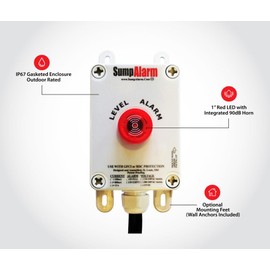 Sump Alarm Septic & Sewage Alarm with 33ft Float & Pilot Light. for Indoor & Outdoor Use, Weatherproof Alarm with 90dB Audible Alarm