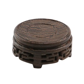 WDONAY Wooden Display Stand Base 3.15" Circular Wood Carved Pedestal Oriental Style Home Decoration for Vase, Flower Pots, Teapot, Table Lamp, Fishbowl