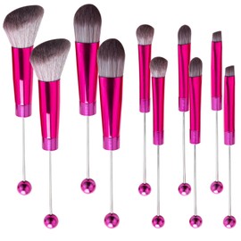 10Pieces Beadable Makeup Brushes Solid Color Diy Makeup Comestic Brushes Beaded Brushes Kit for DIY Beaded Eyeshadow Brush (Beadable Makeup Brushes-10pieces=2Sets)