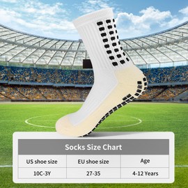 Yufree Youth Grip Soccer Socks - Boys and Girls Athletic Sport Socks for Baseball Football Basketball Hockey Rugby 4 Pcs (WhiteBlack)
