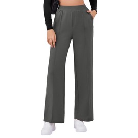Gracyoga Women's Wide Leg Work Pants Dress Up Pants Casual Slacks Business Pull On Pants Business Stretchy Pants with Pockets XL Grey