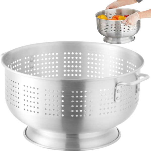 16 Qt. Aluminum Colander with Base and Handles – Heavy-Duty