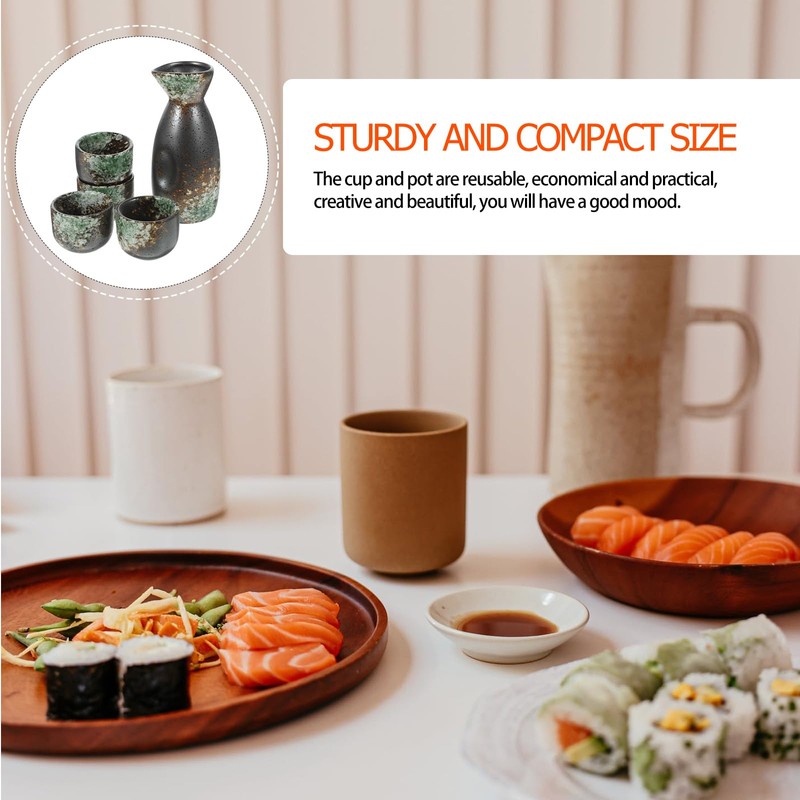 Luxshiny Japanese Ceramic Sake Set: 1 Sake Bottle 4 Sake