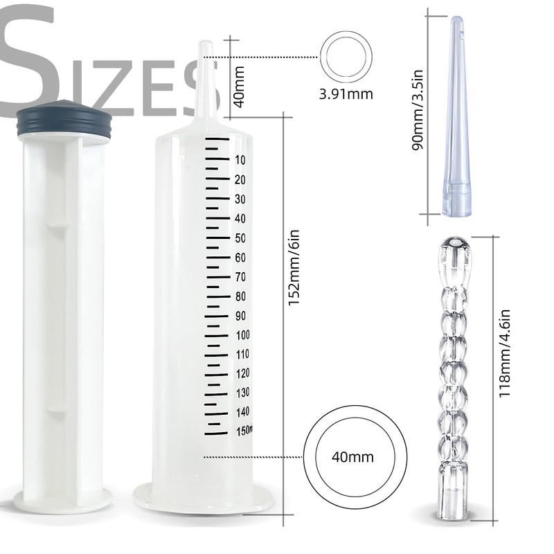 AZREKV 150ML Enema Syringe Cleaning Douche System，Travel Enema Kit for