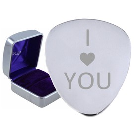 I Love You Heart Steel Guitar Plectrum Pick Engraved in Box