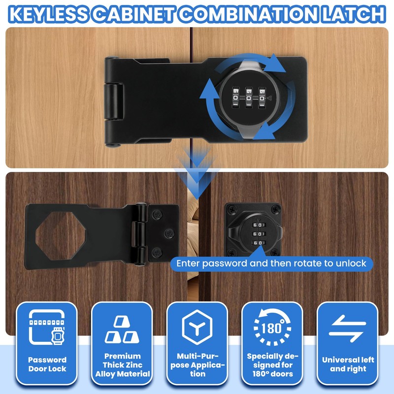TOKCKYBL Keyless Cabinet Lock with Combination Code - 3-Digit Password
